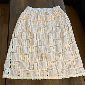 ba&sh White Midi A-line Skirt with Cut Out Design